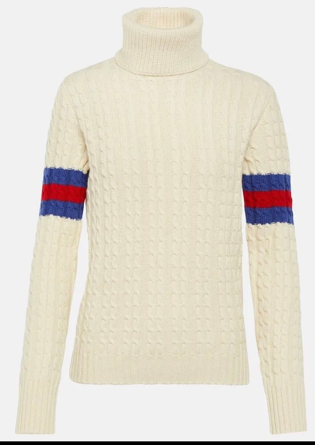 Gucci Ivory Wool & Cashmere Cable-Knit Turtleneck Sweate