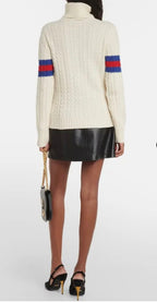Gucci Ivory Wool & Cashmere Cable-Knit Turtleneck Sweate