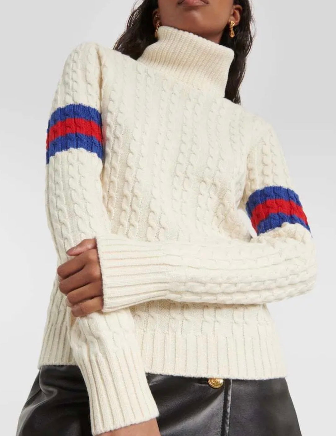 Gucci Ivory Wool & Cashmere Cable-Knit Turtleneck Sweate