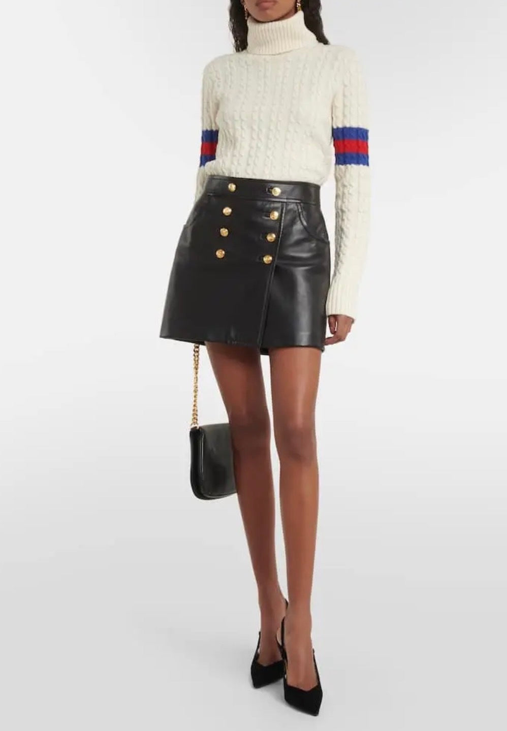 Gucci Ivory Wool & Cashmere Cable-Knit Turtleneck Sweate
