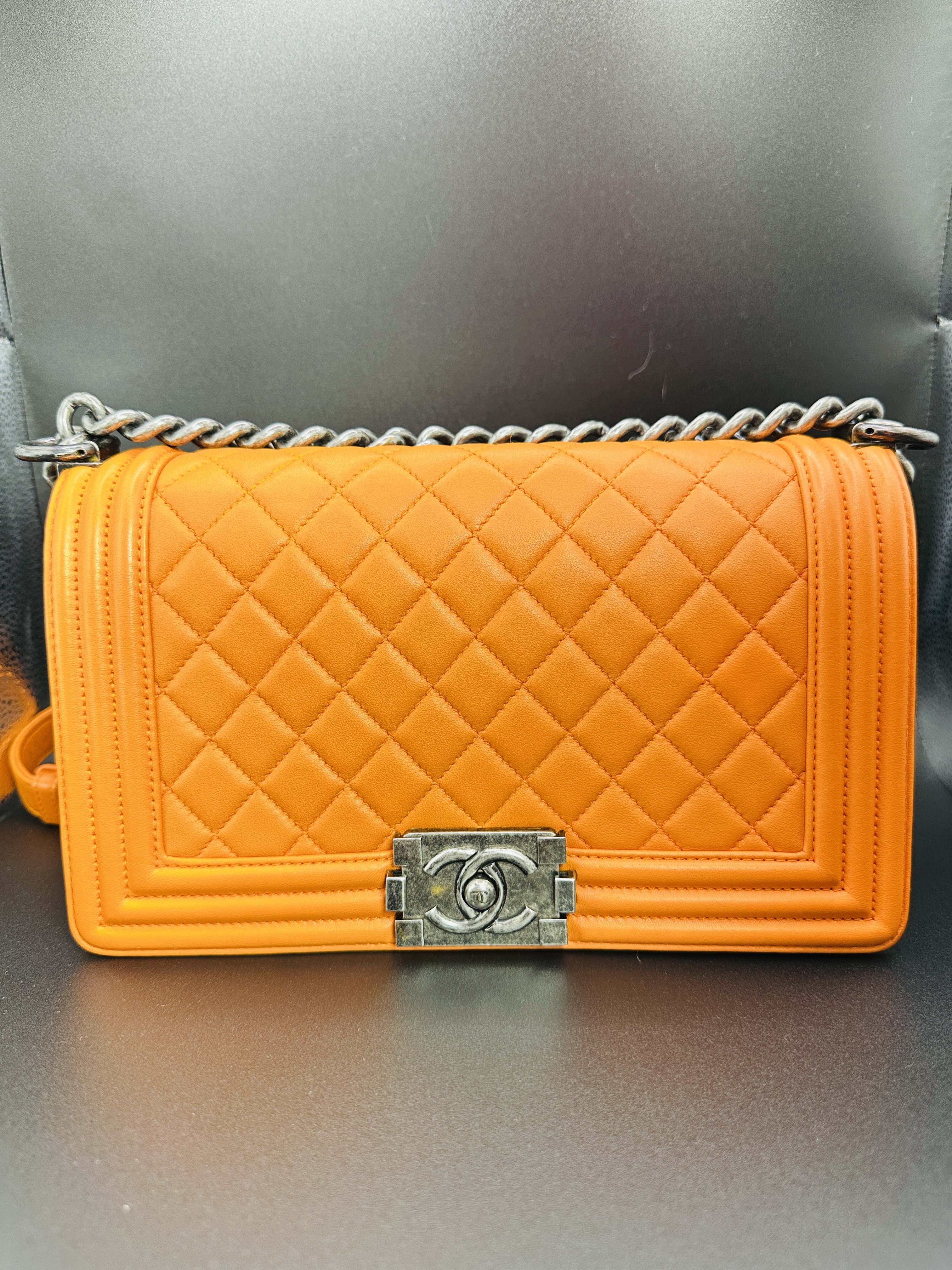 Chanel PreLoved Orange Medium Boy Bag